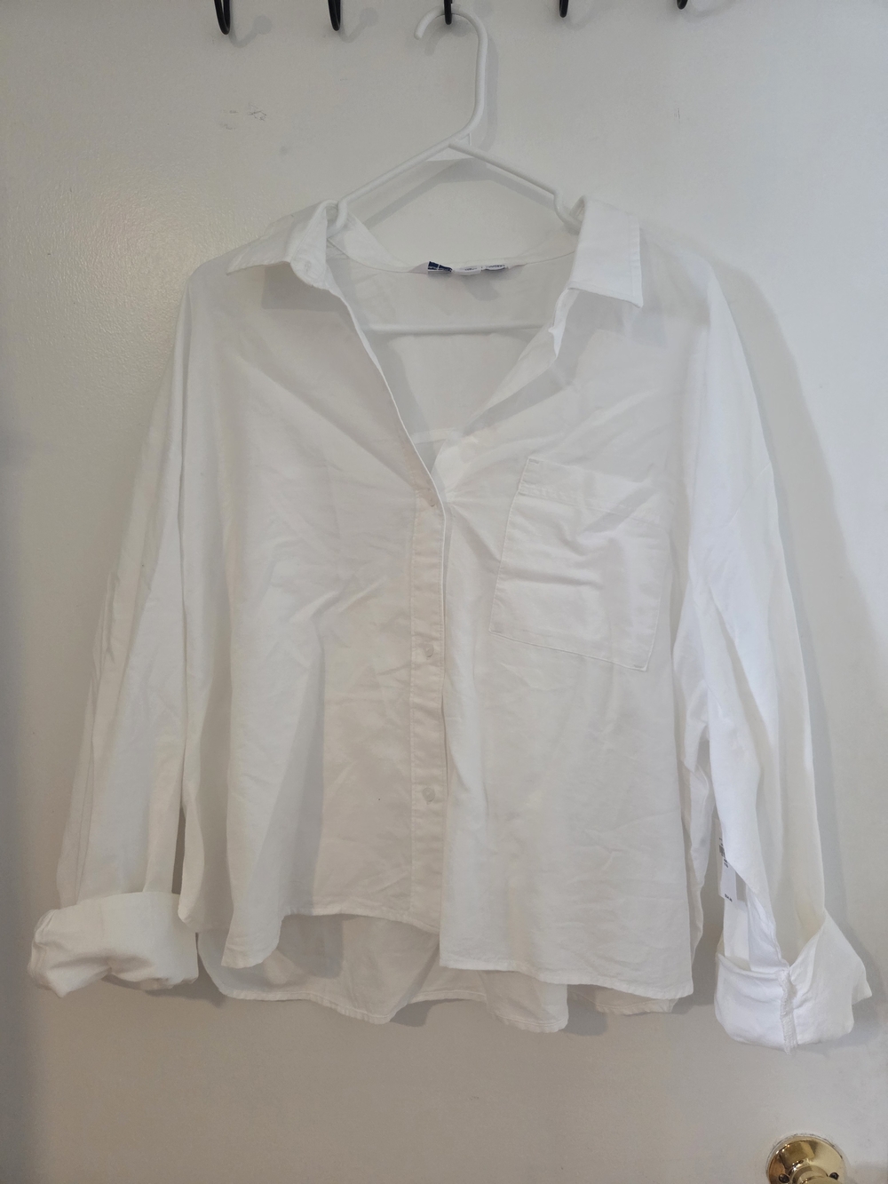 Old Navy Women's "The Cropped Shirt" Classic White Button Up Blouse XXL